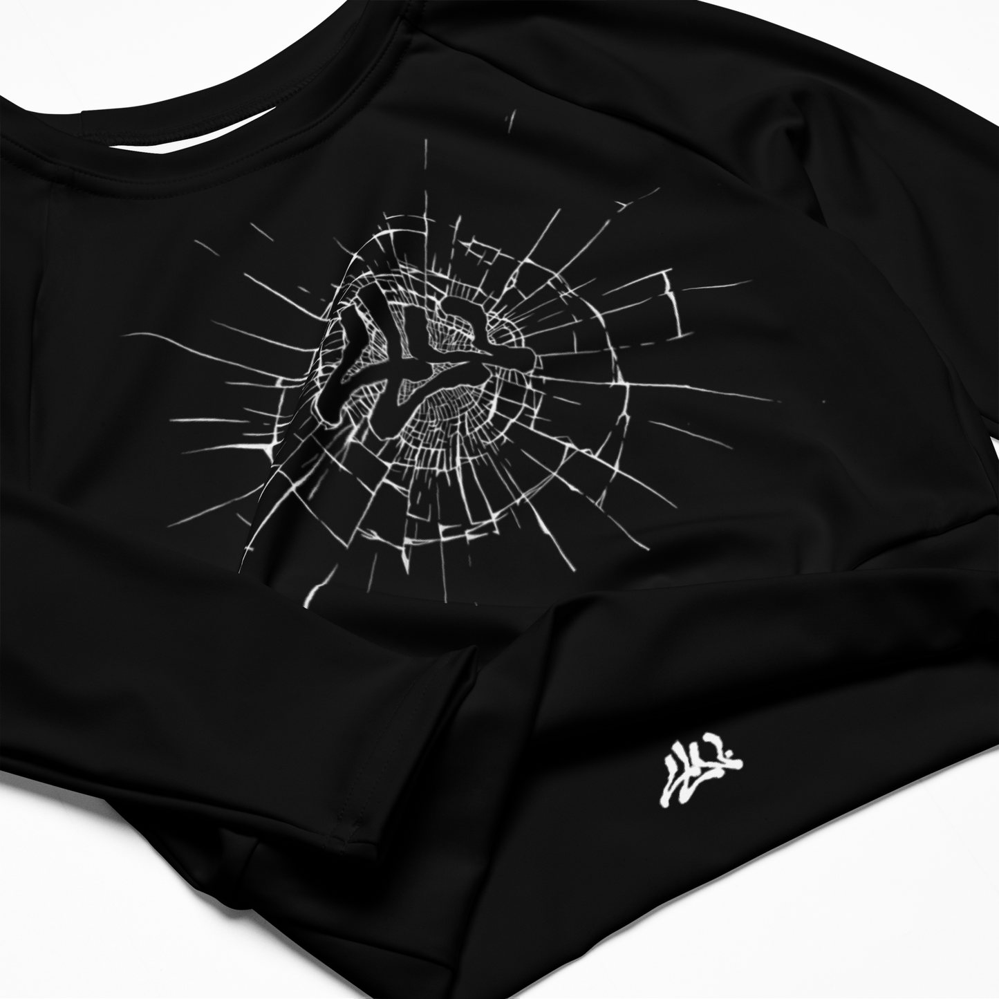 Cracked long sleeve crop top